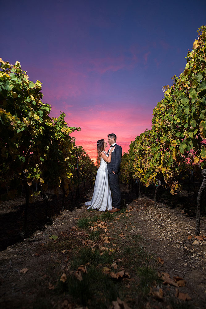 Hochzeitsfoto im Wein